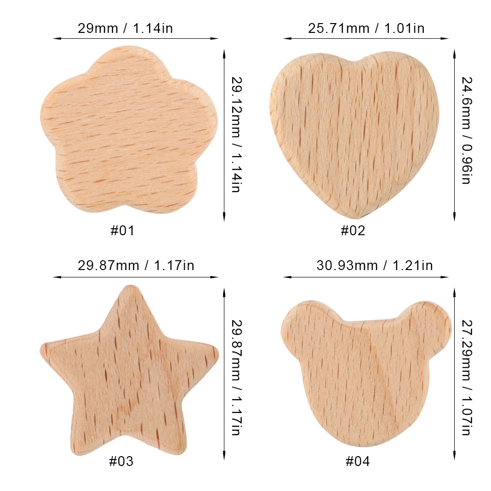 Useful Tech Accessories - Kovict 15 ชิ้นไม้บีชหมีดอกไม้รักลูกปัดไม้สําหรับ DIY สร้อยคอสร้อยข้อมืออเนกประสงค์ Handmade