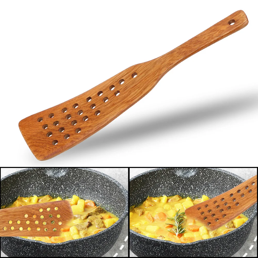 Hi Tech Kitchen Accessories - ตะหลิวทอดสเต็ก ตะหลิวกรองน้ำมัน ตะหลิวไม่ติดกระทะ ไม้พายไม้ 24 รู