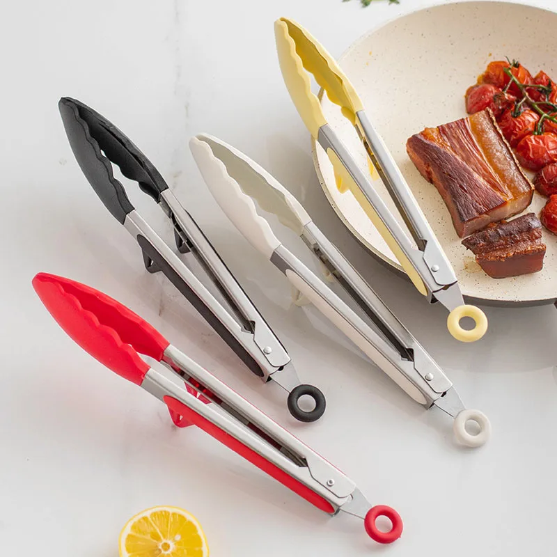 Hi Tech Kitchen Accessories - ที่คีบอาหารขนาด10นิ้วทำจากซิลิโคนกันลื่นที่หนีบที่คีบอาหารสแตนเลสสตีลสลัดอุปกรณ์ย่างบาร์บีคิวอุปกรณ์ในครัว
