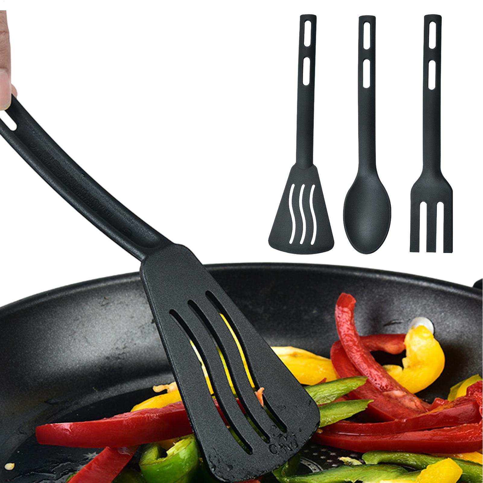 Hi Tech Kitchen Accessories - ชุดอุปกรณ์ครัวทนความร้อน อุปกรณ์ครัวแบบไม่ติดกระทะแบบพกพา ด้ามจับที่สะดวกสบาย อุปกรณ์ทำอาหารไนลอน