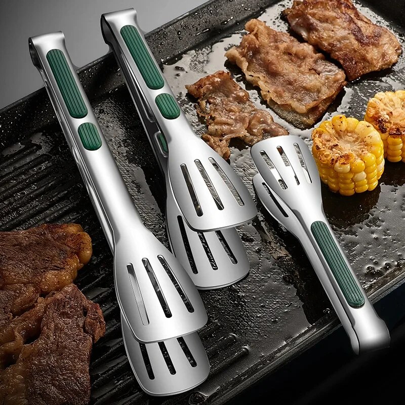 Hi Tech Kitchen Accessories - 1 PC สแตนเลสสตีลแหนบอาหารเนื้อสลัดขนมปังคลิปย่างบาร์บีคิวบุฟเฟ่ต์ CLAMP เครื่องมือทําอาหารอุปกรณ์ครัว