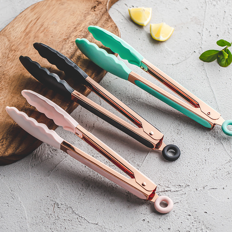 Hi Tech Kitchen Accessories - 7/9 นิ้วคลิปซิลิโคนขนาดเล็กขนมปังแหนบบาร์บีคิวสเต็กคลิปคลิปอาหาร BBQ ทําอาหารเบเกอรี่สลัดอุปกรณ์ครัว