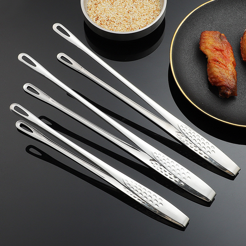 Hi Tech Kitchen Accessories - ที่คีบสเต็กคีมคีบอาหารสแตนเลสด้ามยาว1ชิ้นที่คีบบาร์บีคิวกันลื่นอุปกรณ์ทำอาหารในครัวอุปกรณ์ครัว