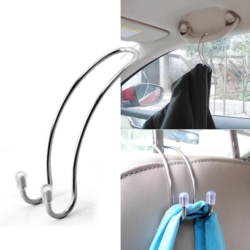Useful Tech Accessories - 2 ชิ้น/ชุด ตะขอแขวนเบาะรถยนต์โลหะ ที่แขวนกระเป๋า เสื้อโค้ท ถุงช้อปปิ้ง